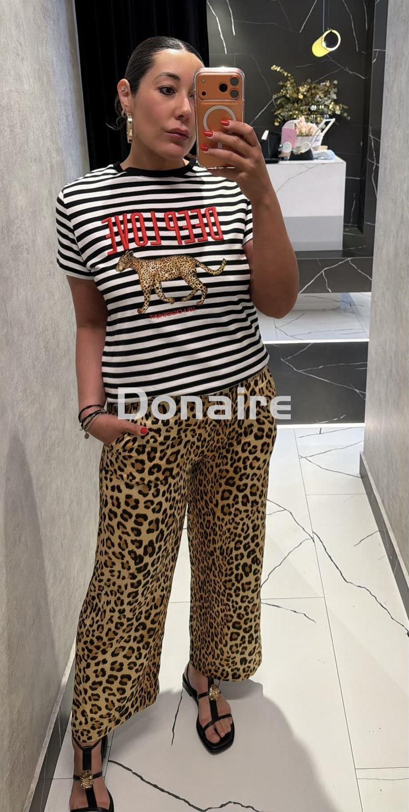 Camiseta rayas leopardo DEEP LOVE Lola Casademunt - Imagen 1