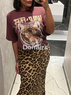 Camiseta tigre REBEL CITY + WILD FREE OPEN marrón - Imagen 1