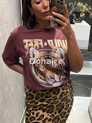 Camiseta tigre REBEL CITY + WILD FREE OPEN marrón - Imagen 2