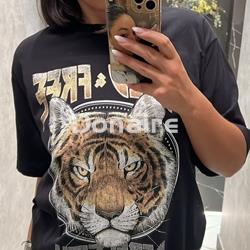 Camiseta tigre REBEL CITY + WILD FREE OPEN NEGRA - Imagen 2