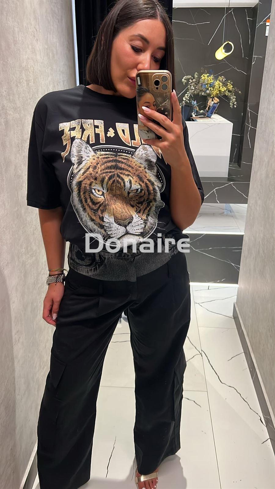 Camiseta tigre REBEL CITY + WILD FREE OPEN NEGRA - Imagen 3