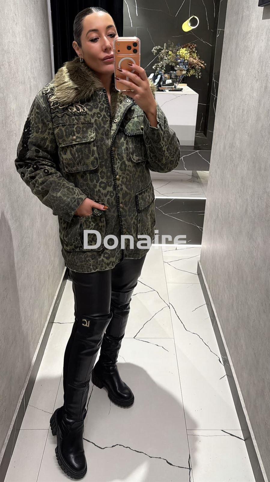 Cazadora animal print kaki BSB - Imagen 1