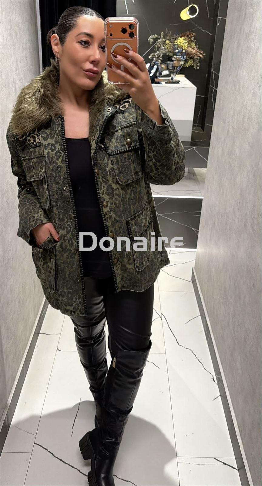 Cazadora animal print kaki BSB - Imagen 3