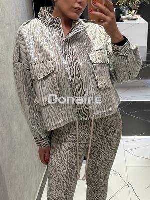 Cazadora animal print y lentejuelas BSB - Imagen 1