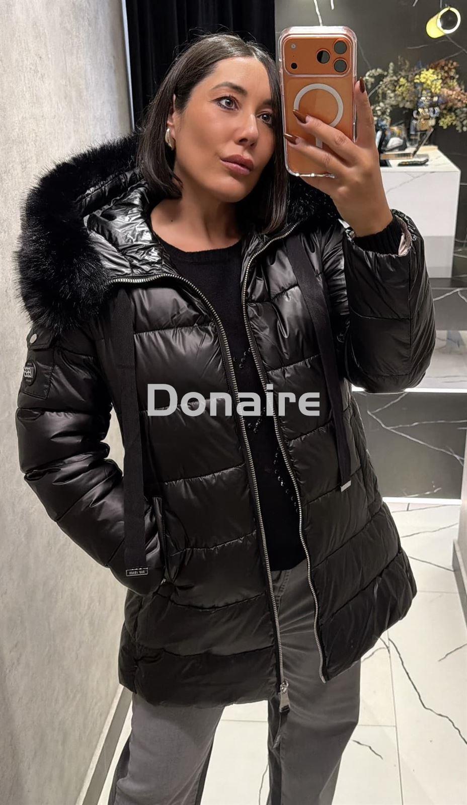 Cazadora larga acolchada negra BSB - Imagen 2