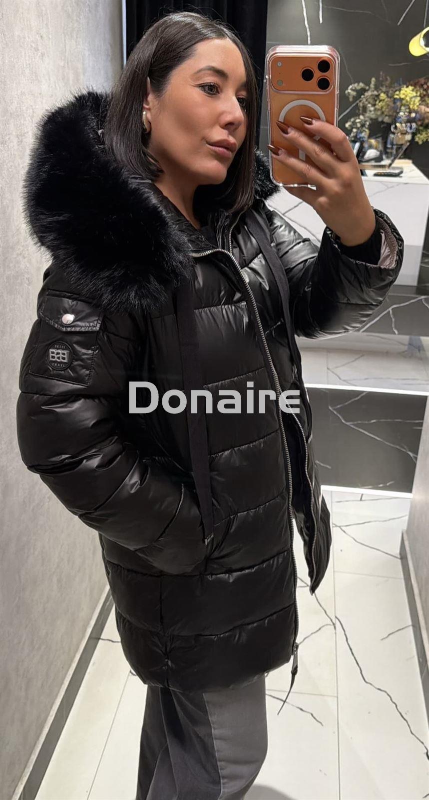 Cazadora larga acolchada negra BSB - Imagen 3