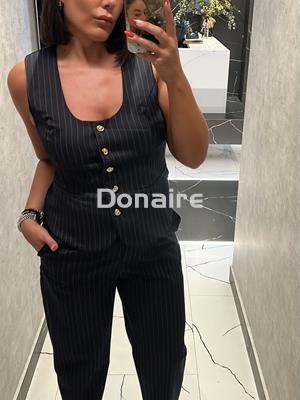 Chaleco azul marino raya diplomática Koralline - Imagen 1