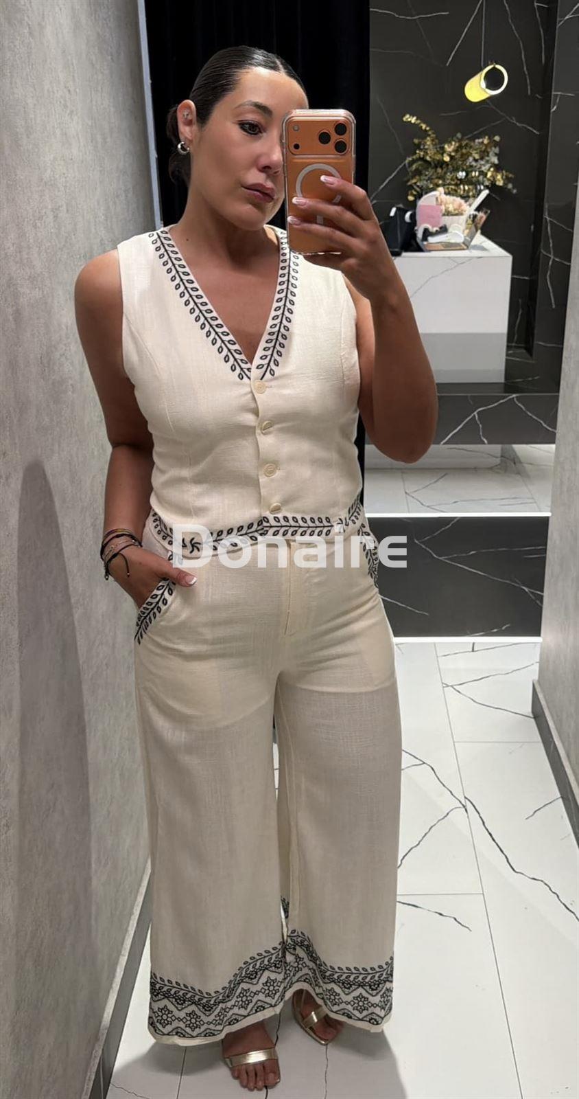 Chaleco lino cenefas bordadas NKN - Imagen 3