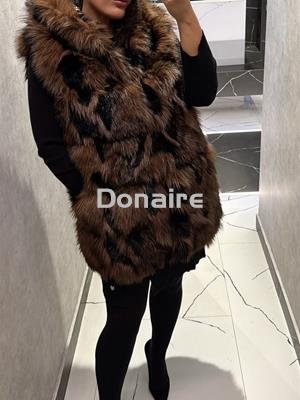 Chaleco pelo marrón y negro con capucha Lola Casademunt - Imagen 2