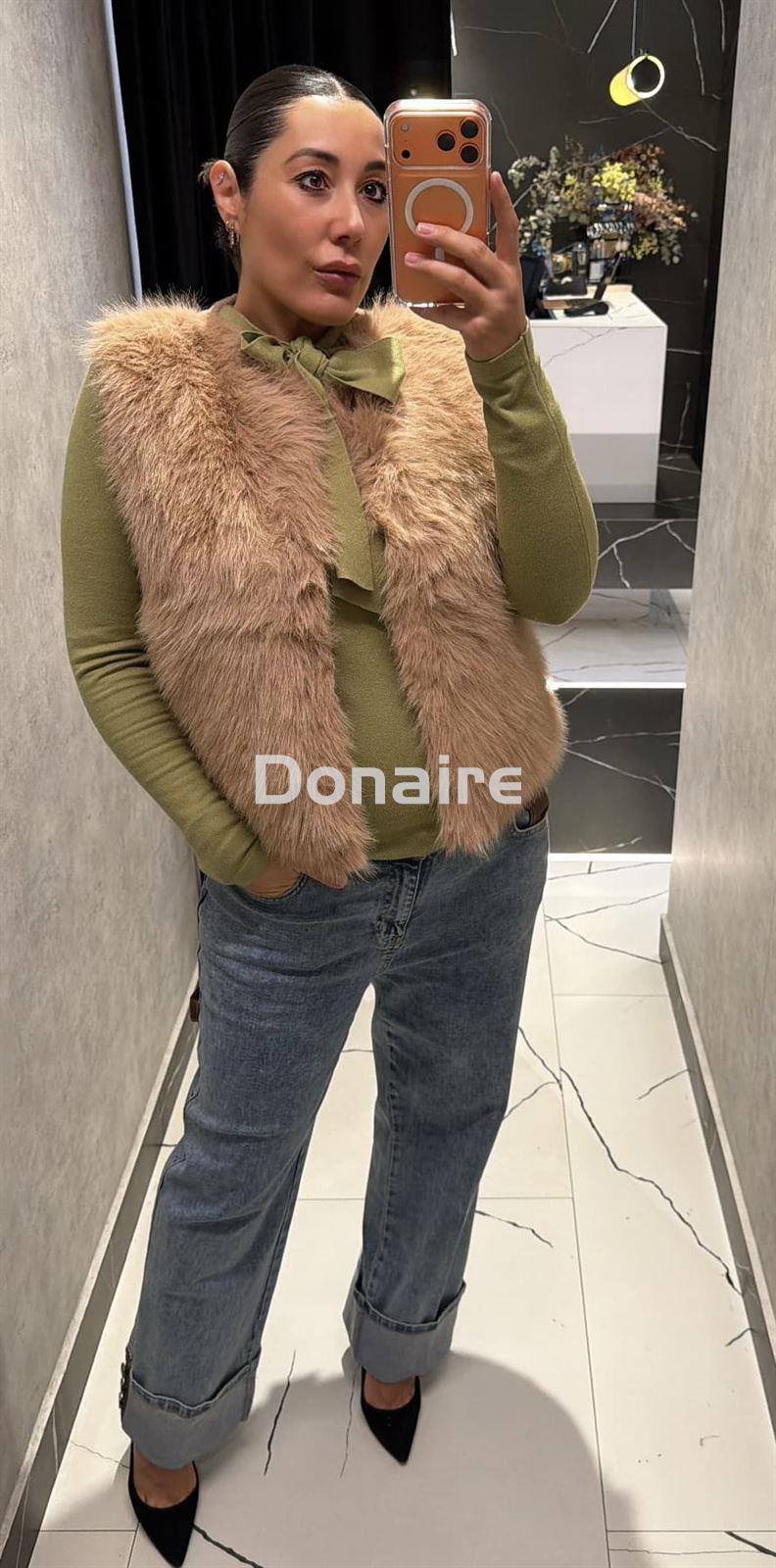 Chaleco pelo y punto beige Koralline - Imagen 1