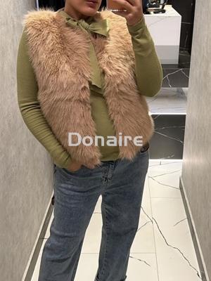 Chaleco pelo y punto beige Koralline - Imagen 1