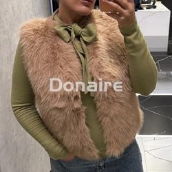 Chaleco pelo y punto beige Koralline - Imagen 2