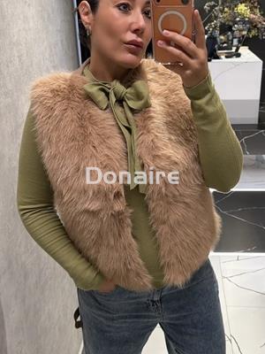 Chaleco pelo y punto beige Koralline - Imagen 2