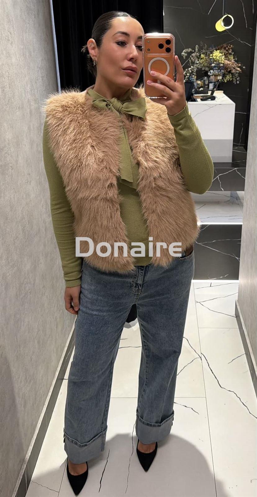 Chaleco pelo y punto beige Koralline - Imagen 3