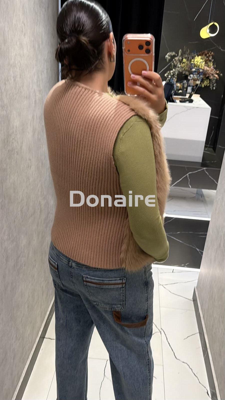 Chaleco pelo y punto beige Koralline - Imagen 4