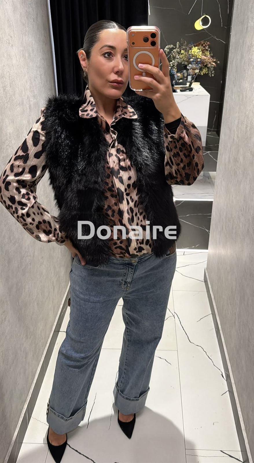 Chaleco pelo y punto negro Koralline - Imagen 1