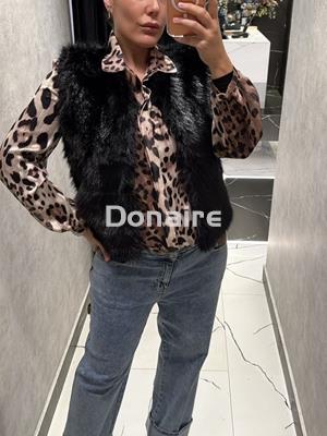 Chaleco pelo y punto negro Koralline - Imagen 1