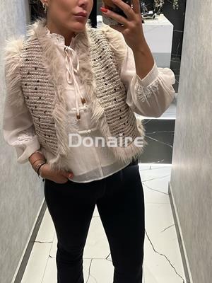 Chaleco tweed y pelo NKN - Imagen 2