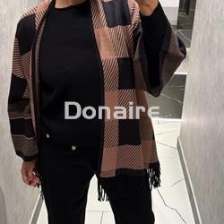 Chaqueta tipo poncho cuadros y flecos Lolita - Imagen 2