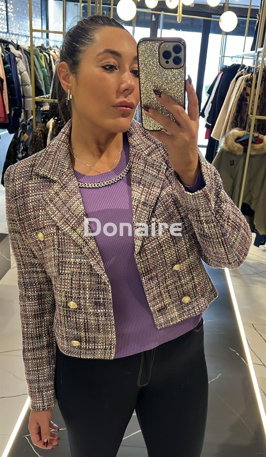 Chaqueta tweed multicolor corta Goa Goa - Imagen 1