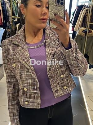 Chaqueta tweed multicolor corta Goa Goa - Imagen 1