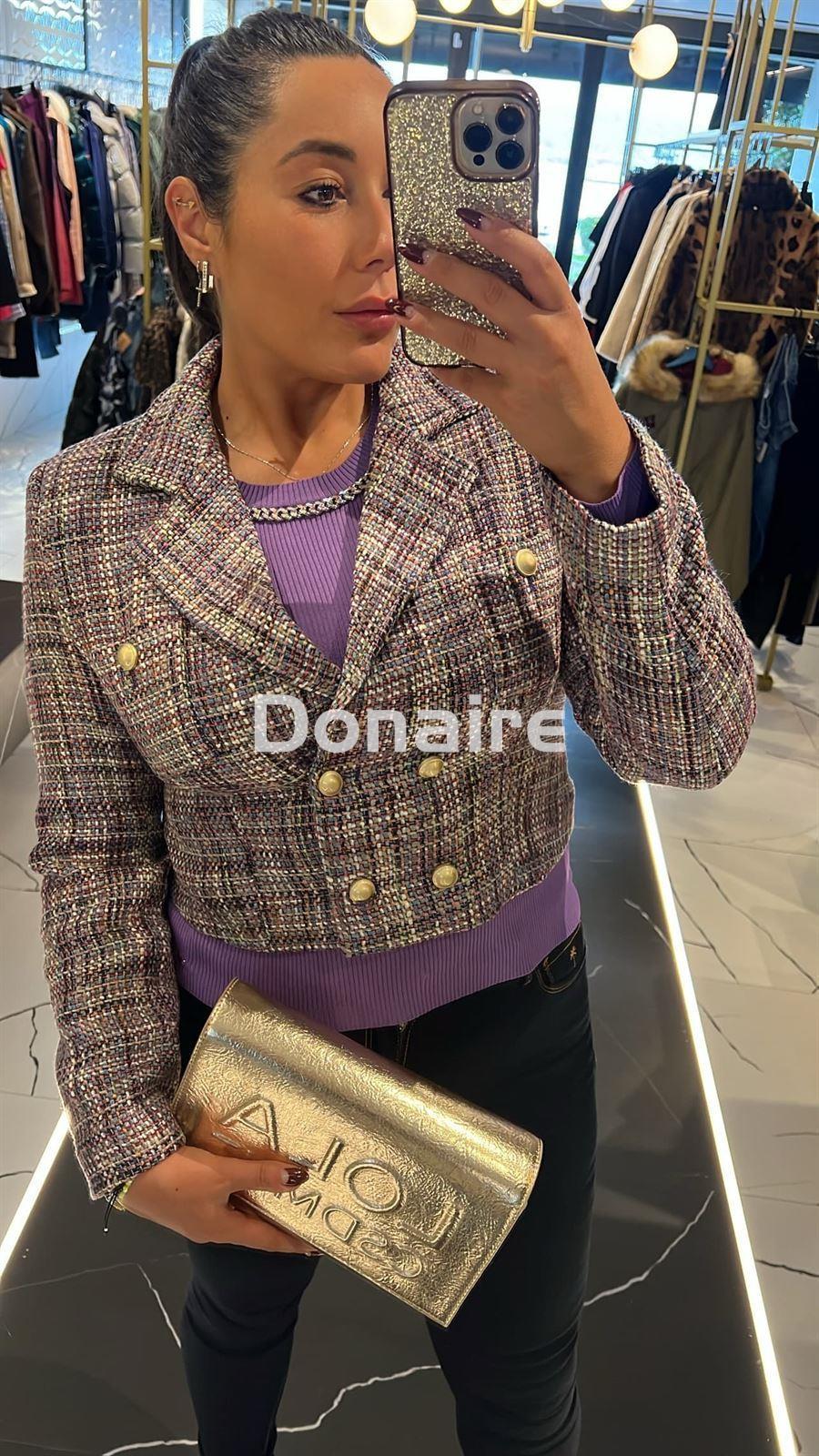 Chaqueta tweed multicolor corta Goa Goa - Imagen 2