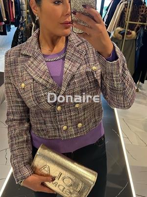 Chaqueta tweed multicolor corta Goa Goa - Imagen 2