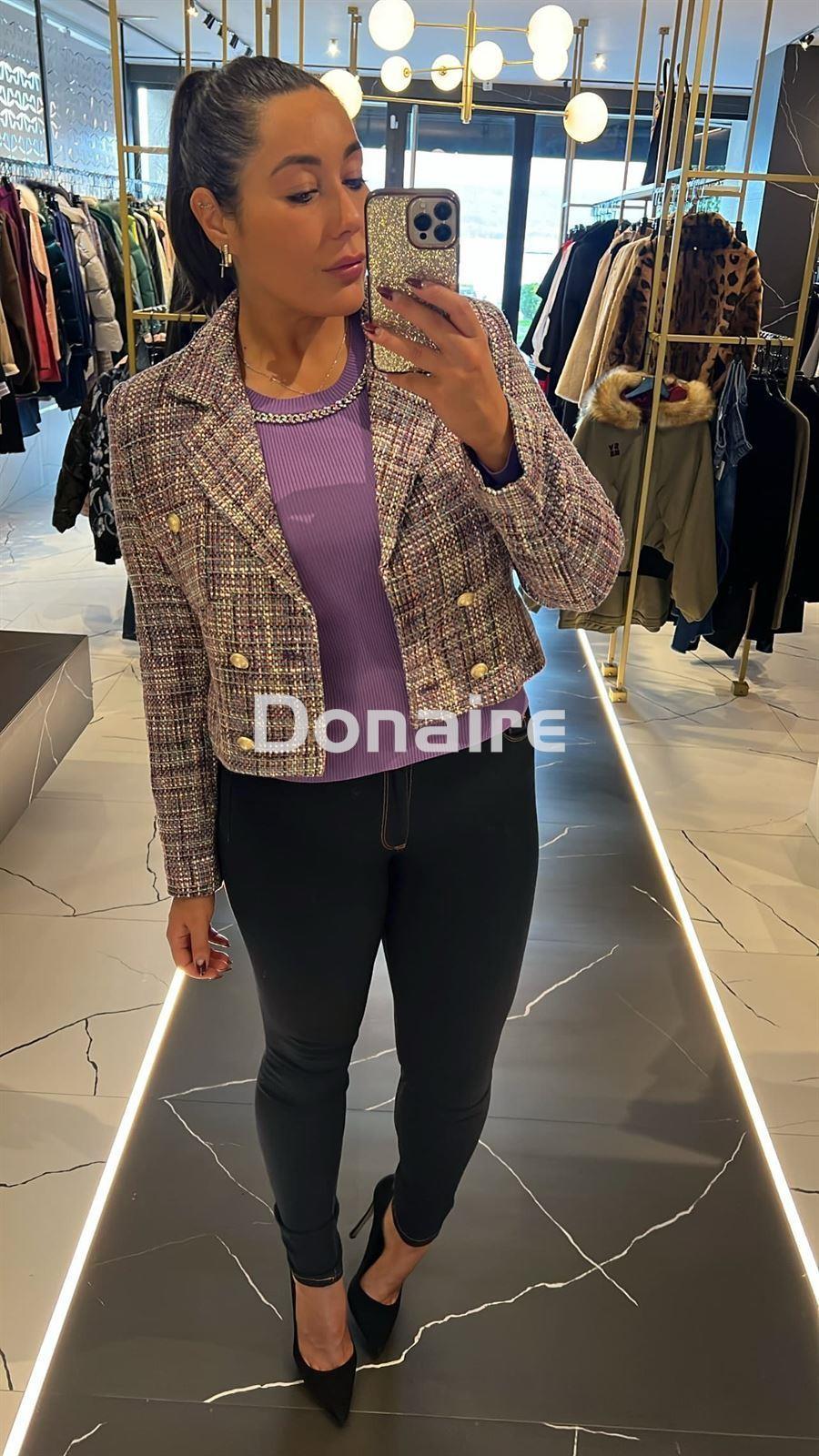 Chaqueta tweed multicolor corta Goa Goa - Imagen 4