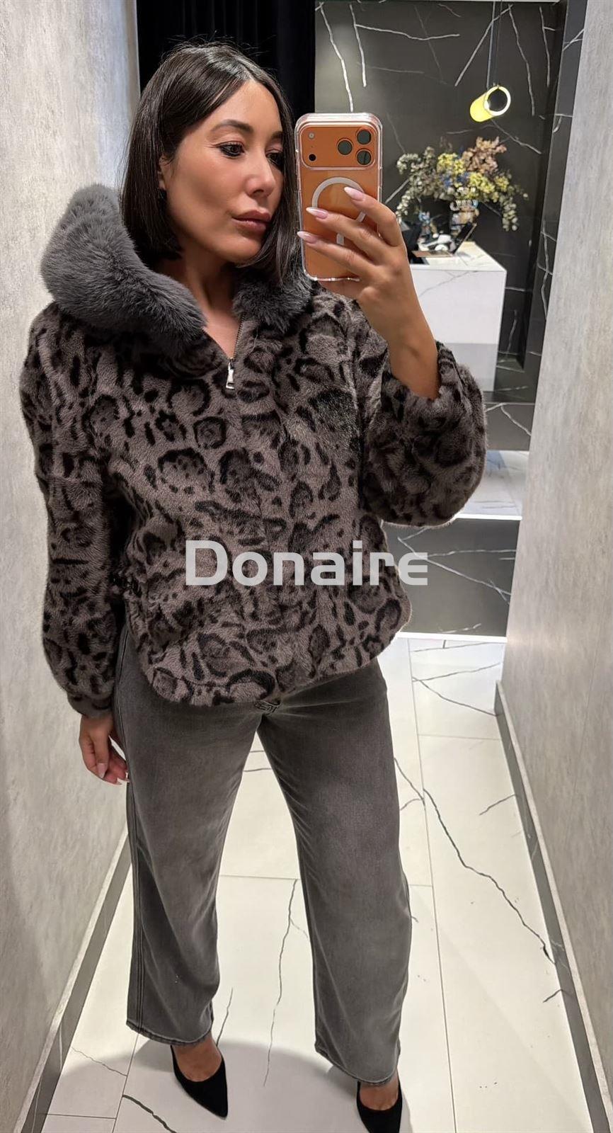 Chaquetón corto pelo animal print NKN - Imagen 1