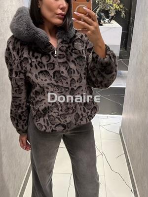 Chaquetón corto pelo animal print NKN - Imagen 1