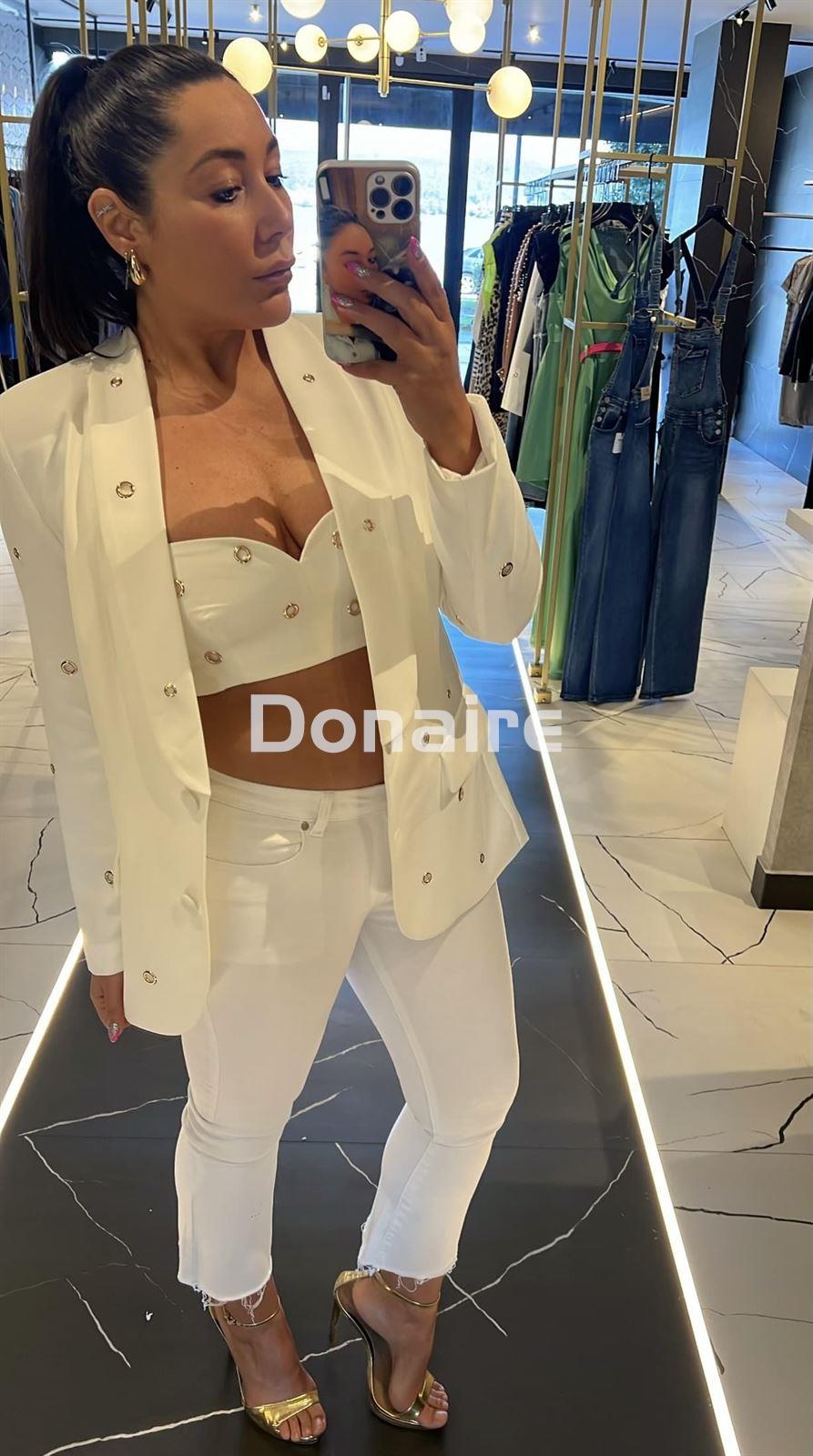 Crop top blanco arandelas doradas Koralline - Imagen 4