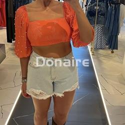 Crop top coral y perlas Lez a Lez - Imagen 2