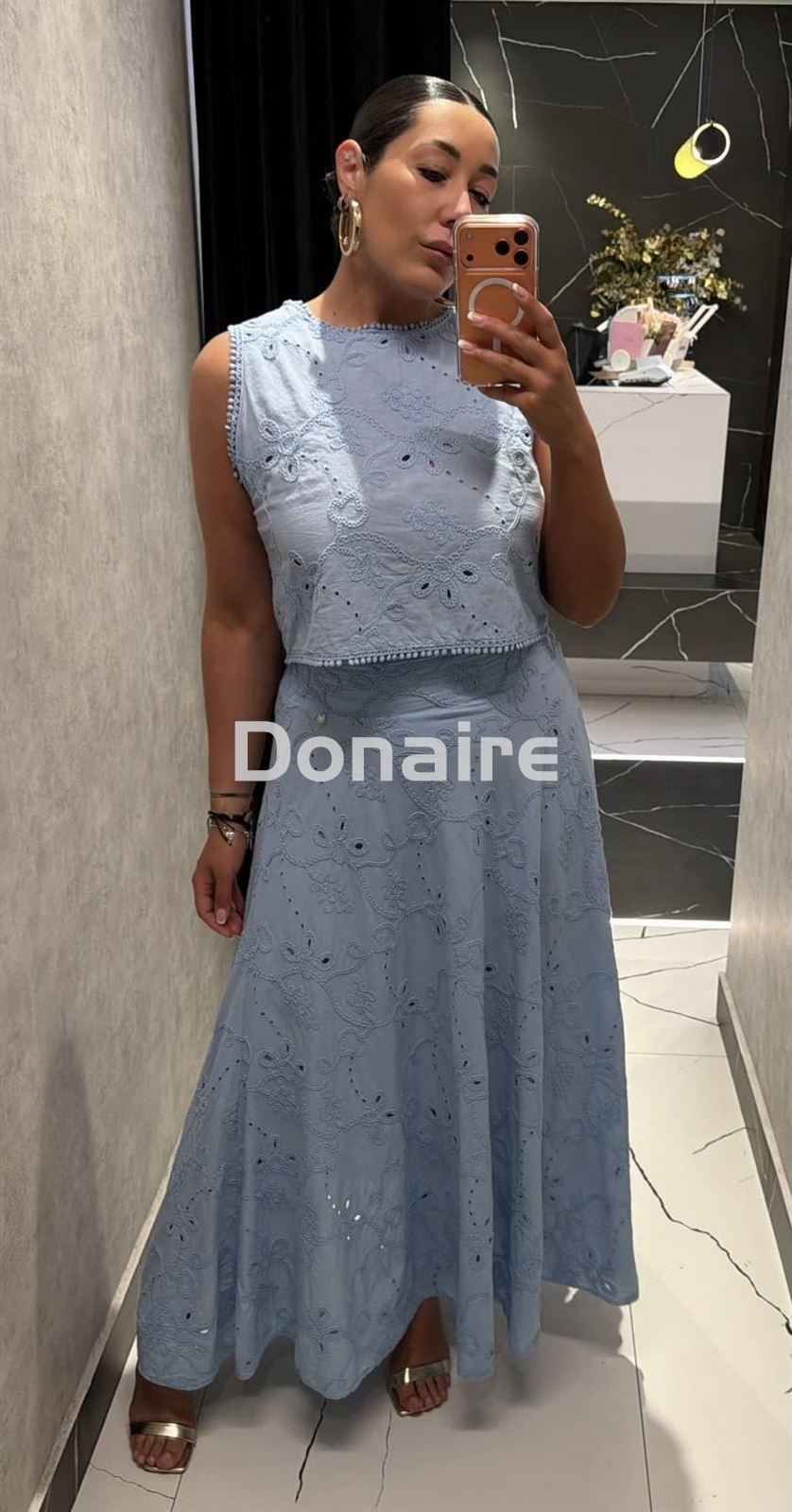 Falda larga azul cielo Goa Goa - Imagen 3