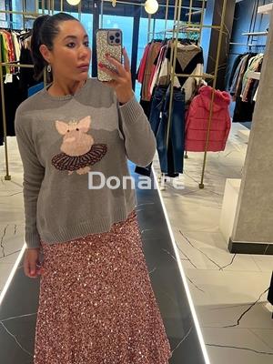 Falda lentejuelas rosa palo Dixie - Imagen 2