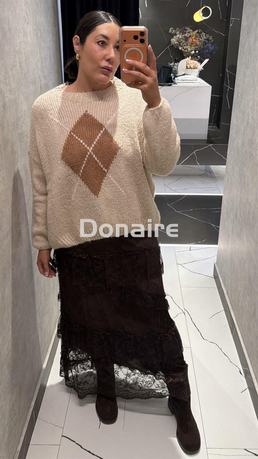 Falda marrón encaje y flecos Dixie - Imagen 6
