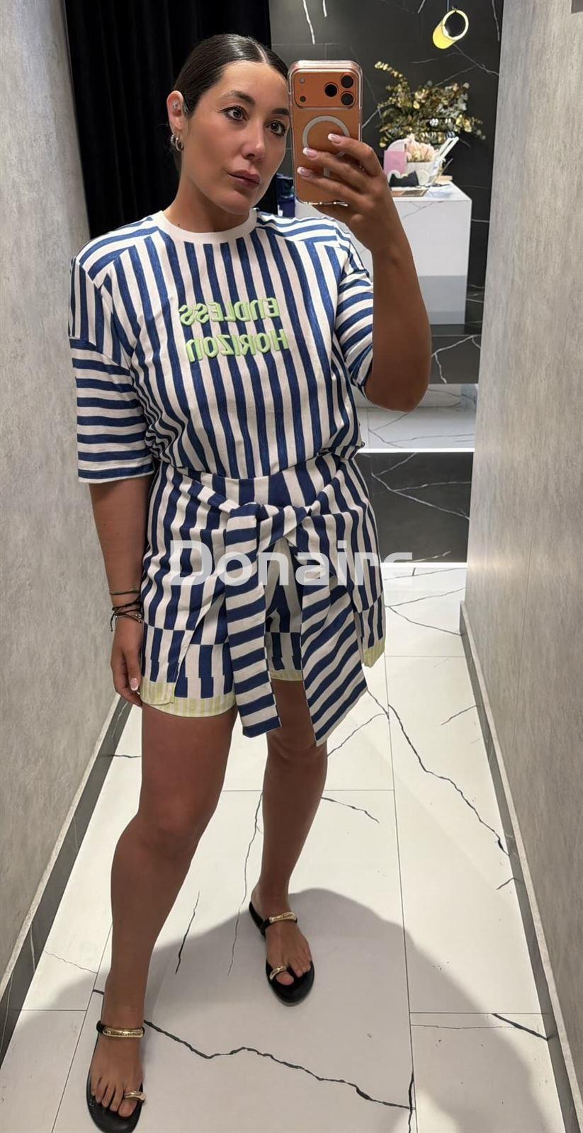 Falda pantalón corto rayas Open - Imagen 1