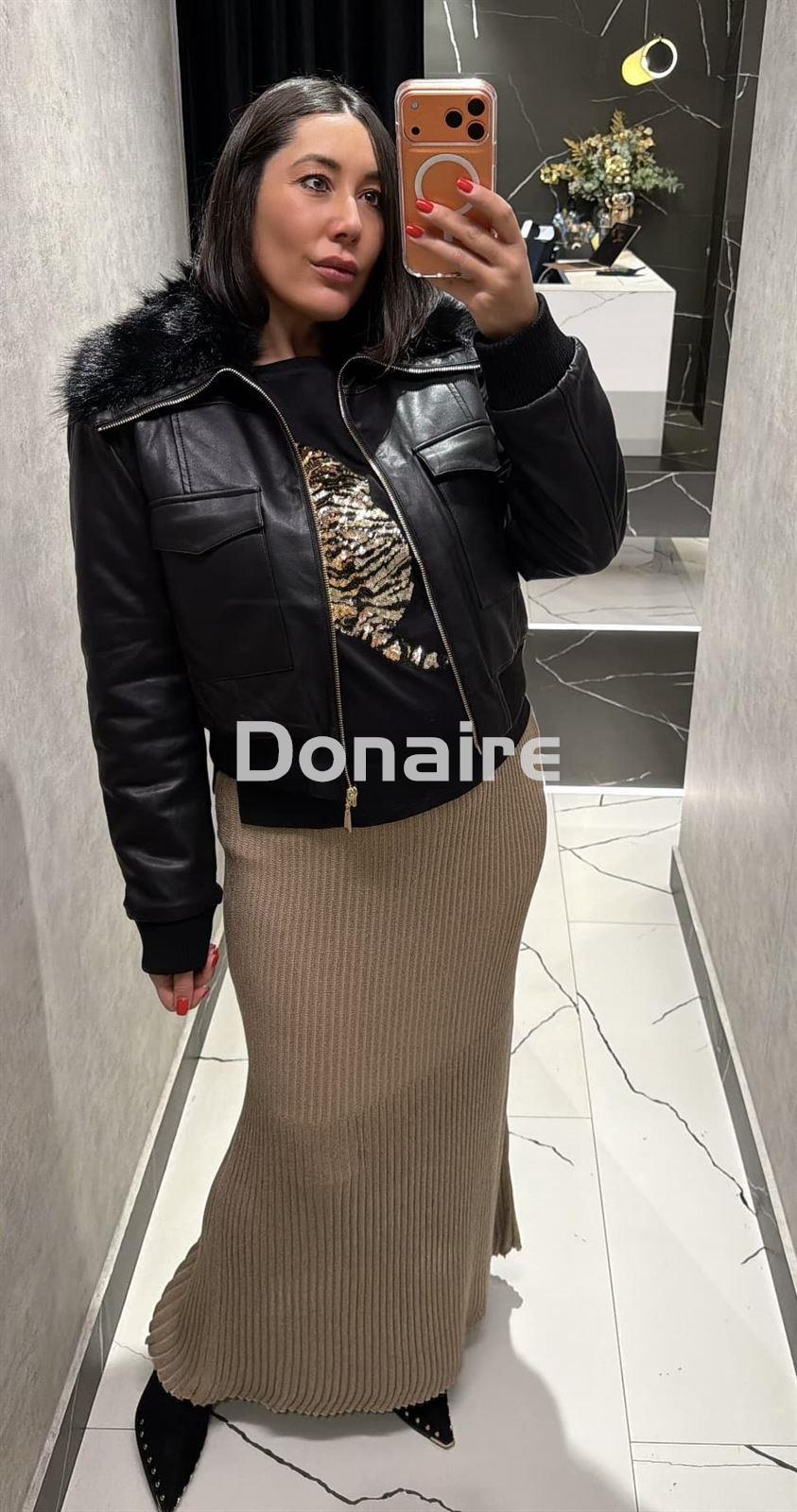 Falda punto de lurex beige y dorado Lez a Lez - Imagen 1