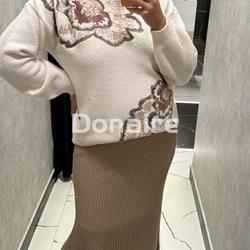 Falda punto de lurex beige y dorado Lez a Lez - Imagen 2