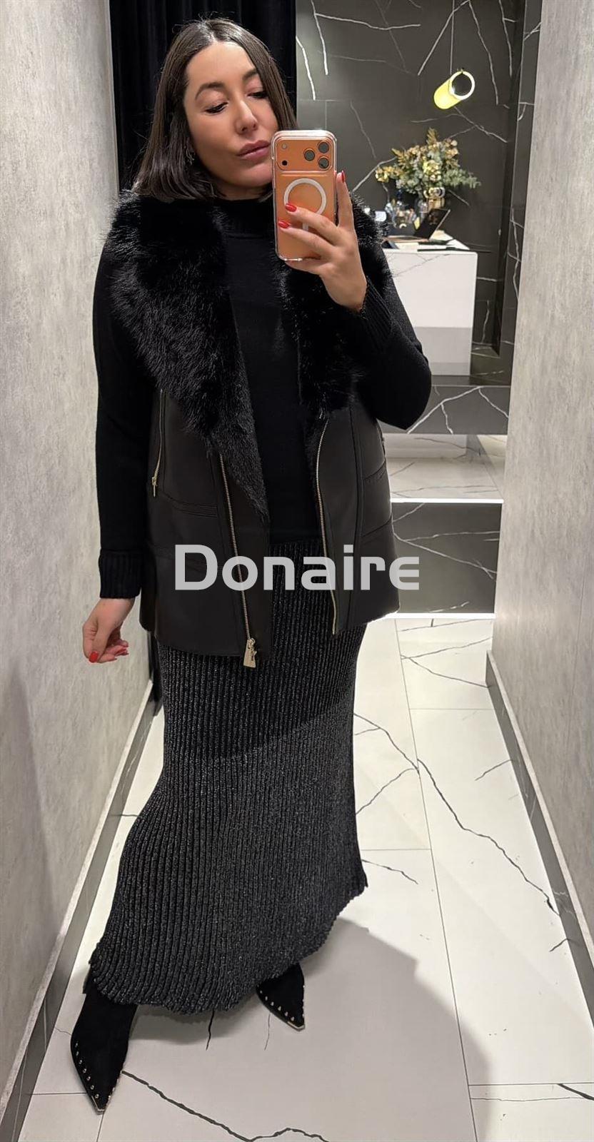 Falda punto de lurex negro y plata Lez a Lez - Imagen 2