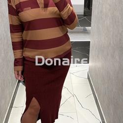 Falda tubo granate punto de canalé Open - Imagen 1