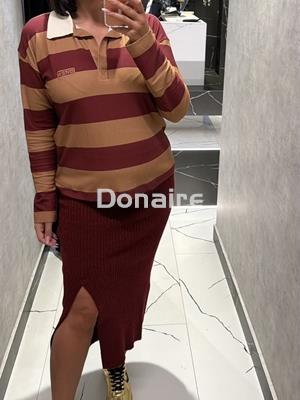 Falda tubo granate punto de canalé Open - Imagen 1