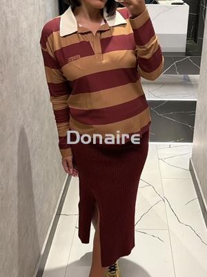 Falda tubo granate punto de canalé Open - Imagen 2