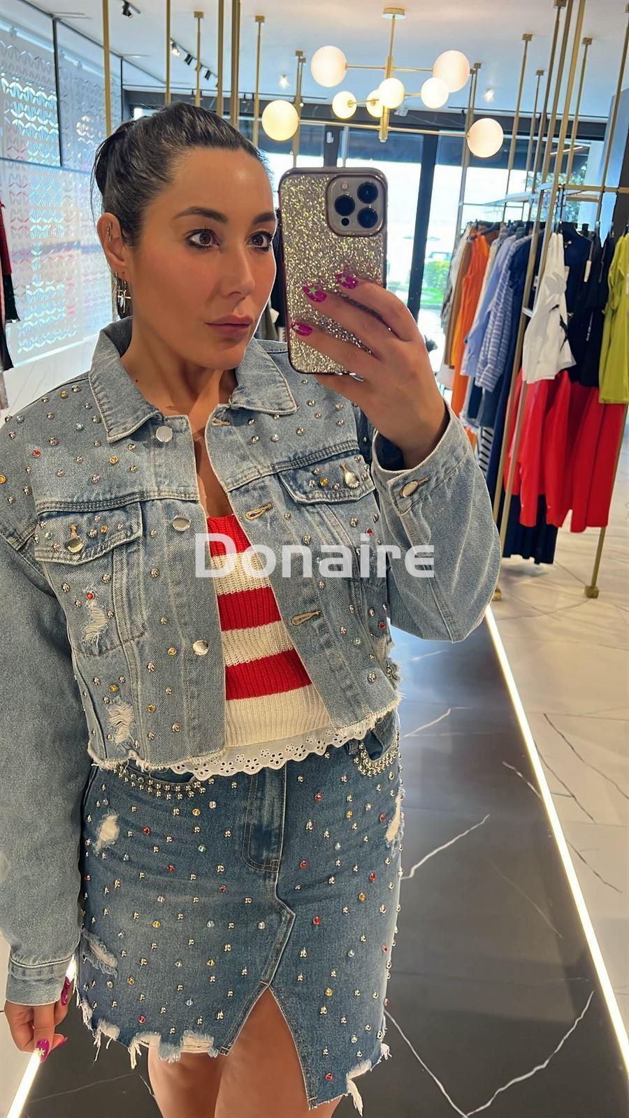 Falda vaquera Goa Goa brillos multicolor - Imagen 2