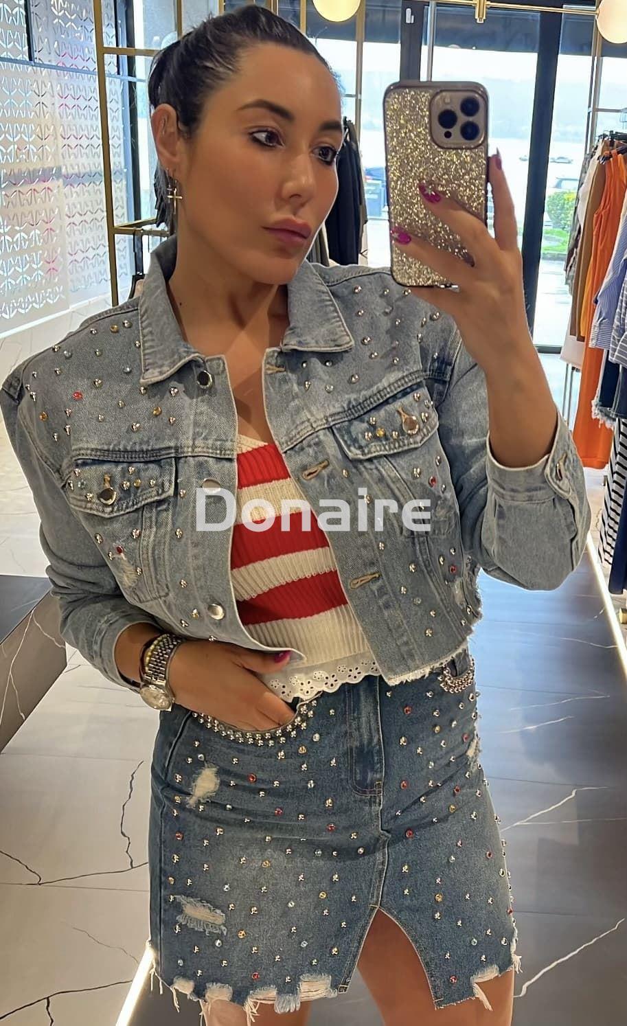 Falda vaquera Goa Goa brillos multicolor - Imagen 3