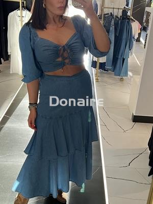 Falda vaquera midi volantes Lez a Lez - Imagen 1