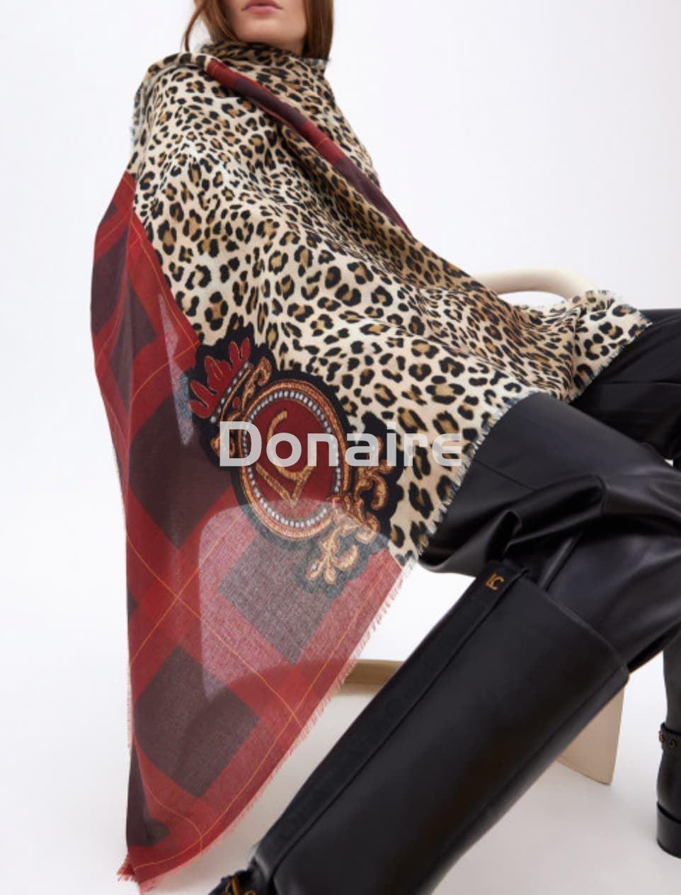 Foulard combinado animal print y tartán Lola Casademunt - Imagen 1