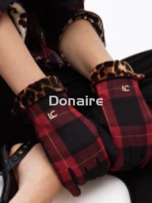 Guantes combinados cuadro escocés y leopardo Lola Casademunt - Imagen 1