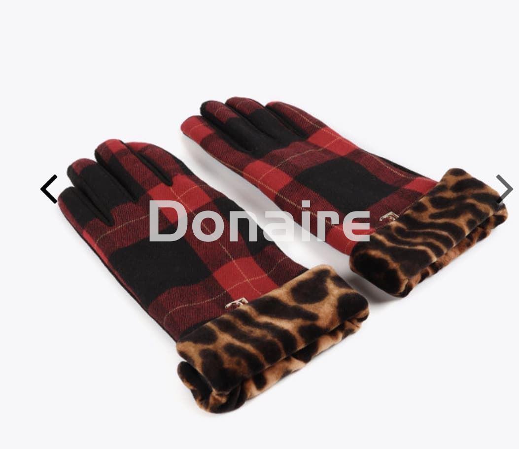Guantes combinados cuadro escocés y leopardo Lola Casademunt - Imagen 3