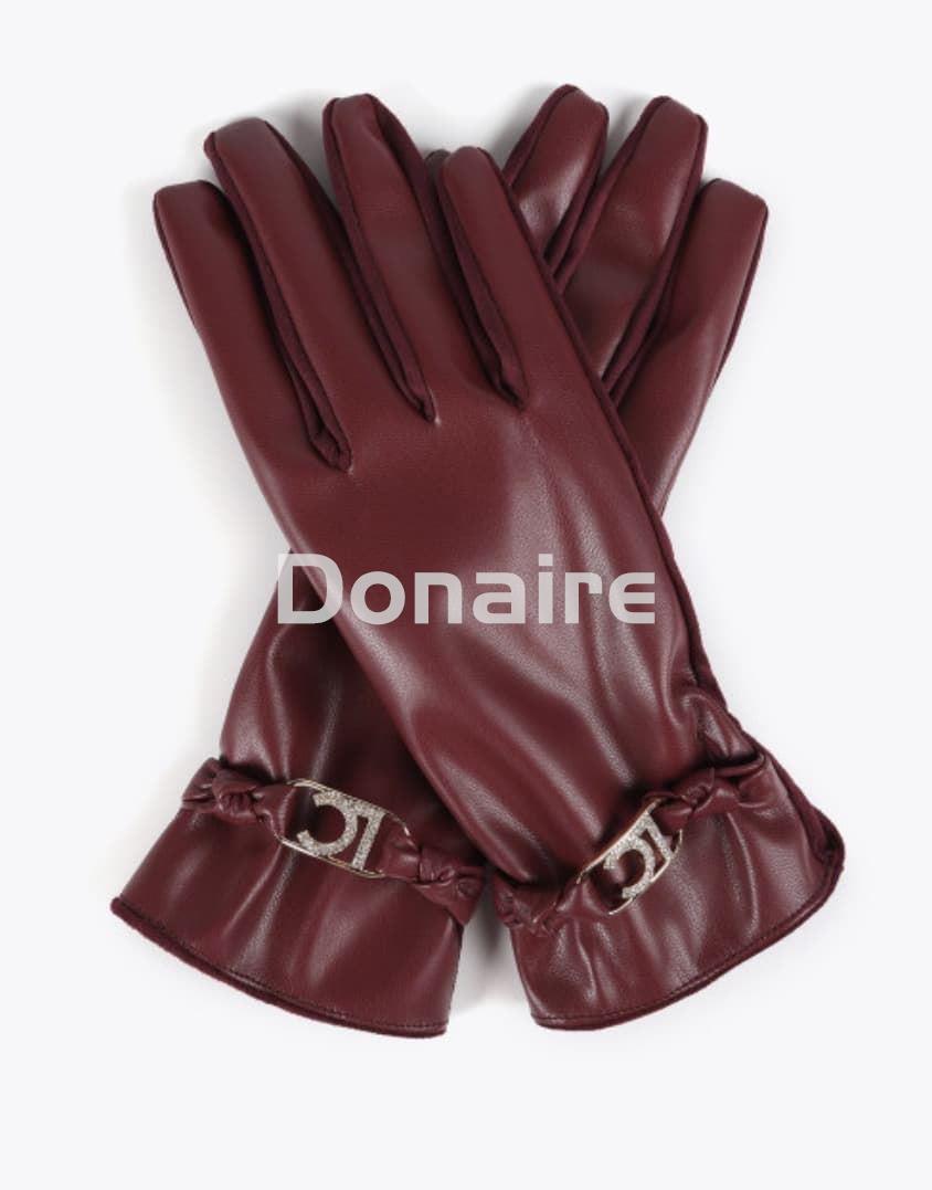 Guantes efecto piel burdeos Lola Casademunt - Imagen 2