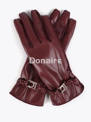 Guantes efecto piel burdeos Lola Casademunt - Imagen 2